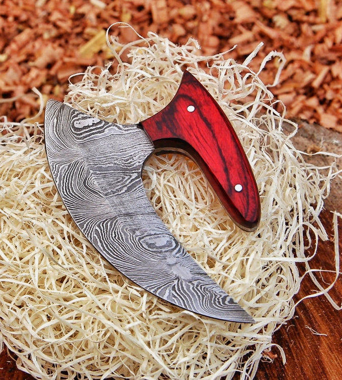 Handmade Damascus ULU knife with Leather cover | Best Gift For Men