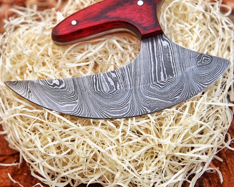 Handmade Damascus ULU knife with Leather cover | Best Gift For Men