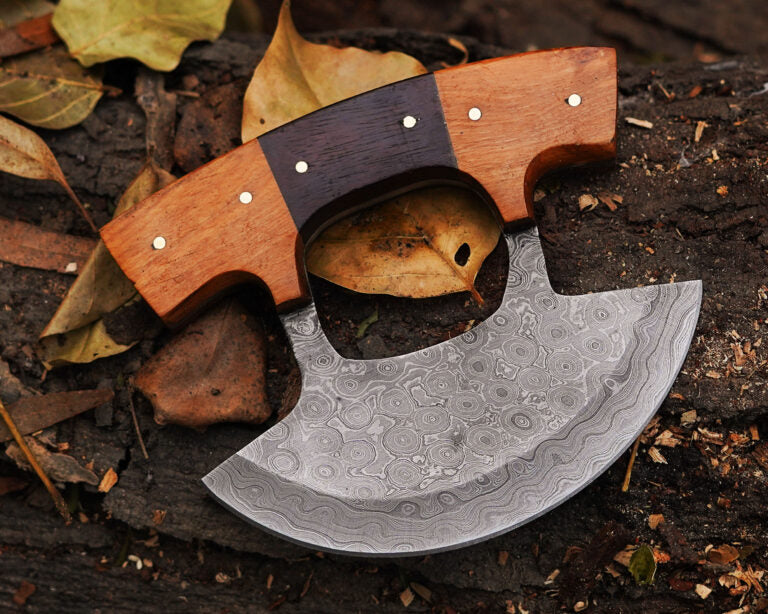 Handmade Damascus ULU Knife with Leather cover |  Best wedding Gifts