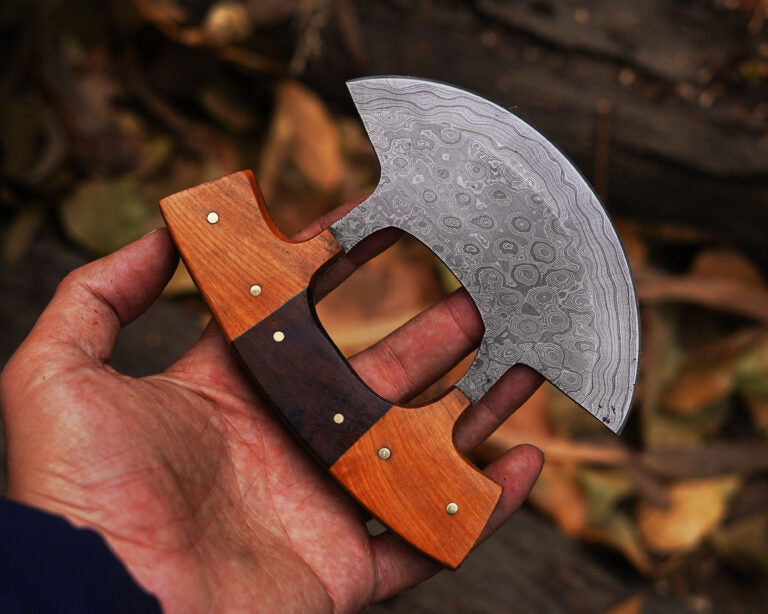 Handmade Damascus ULU Knife with Leather cover |  Best wedding Gifts