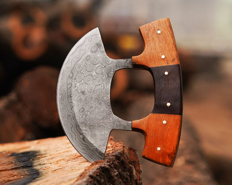 Handmade Damascus ULU Knife with Leather cover |  Best wedding Gifts