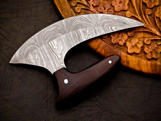 Damascus ULU knife with Leather cover | Best Gift For men