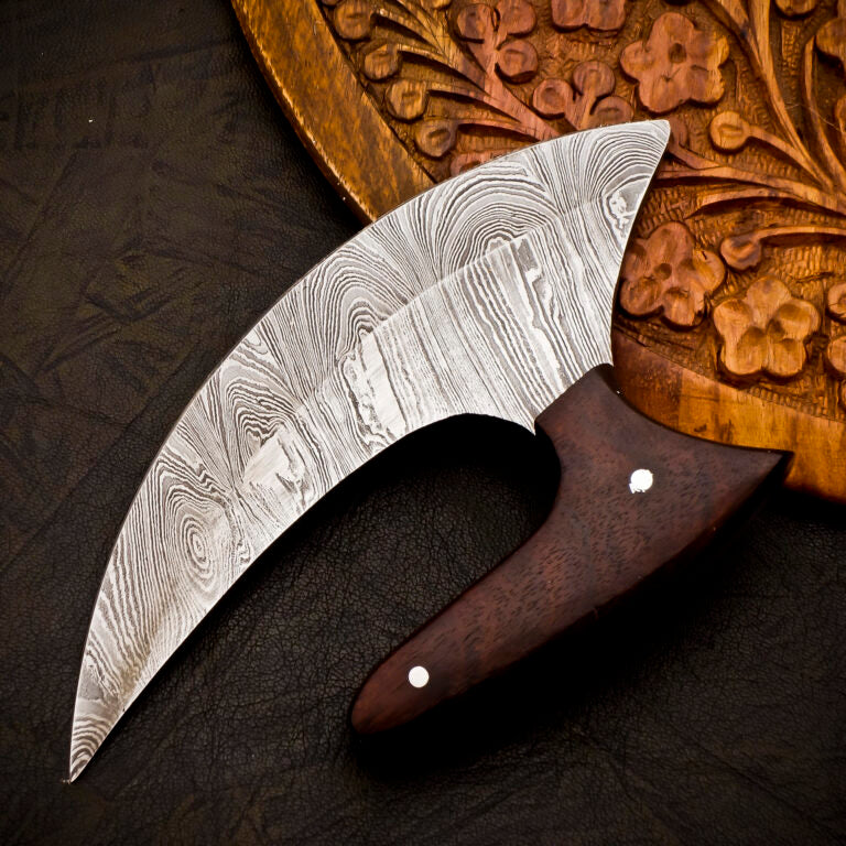 Damascus ULU knife with Leather cover | Best Gift For men