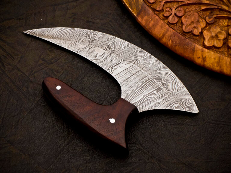 Damascus ULU knife with Leather cover | Best Gift For men