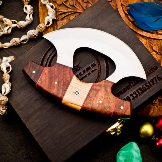 Handmade Ulu Knife with Leather cover | Best gift for her