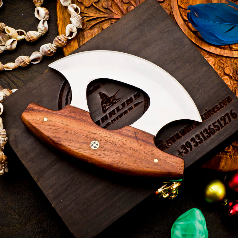 Handmade Stainless Steel  ULU  knife with Leather cover | Best For Wedding Gift