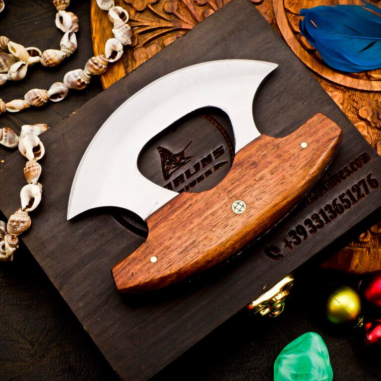 Handmade Stainless Steel  ULU  knife with Leather cover | Best For Wedding Gift