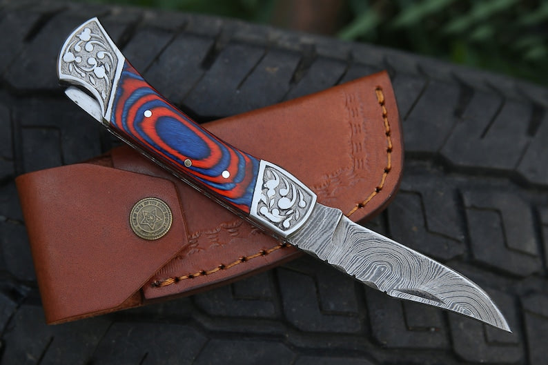 Custom Made folding Knife with Leather cover | Best Wedding gifts