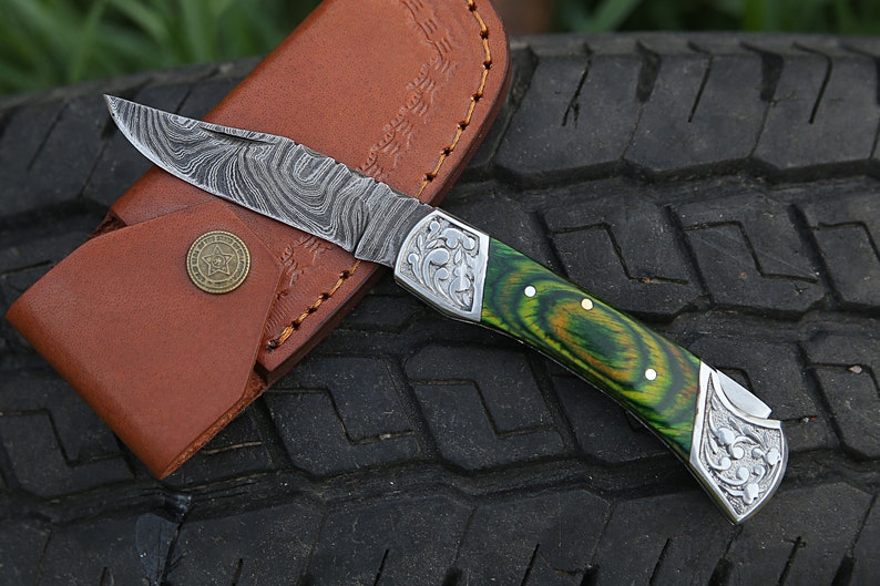 Handmade Damascus Knife with Leather cover | Best Hunting knife