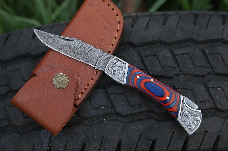 Custom Made folding Knife with Leather cover | Best Wedding gifts