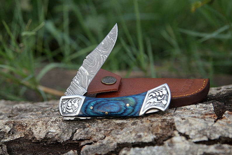 Handmade steel Folding Knife with Leather cover | Best Men Gifts