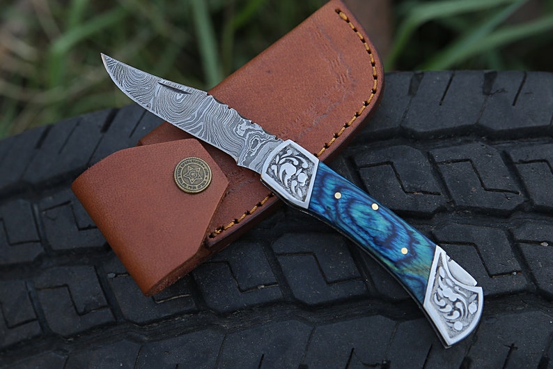 Handmade steel Folding Knife with Leather cover | Best Men Gifts