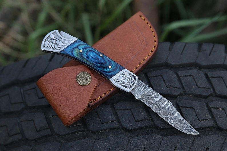 Handmade steel Folding Knife with Leather cover | Best Men Gifts