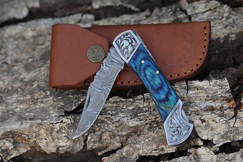 Handmade steel Folding Knife with Leather cover | Best Men Gifts