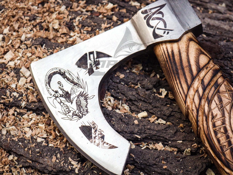 Handmade Engraved Steel Axe with wood box | Best axe for birthday gifts