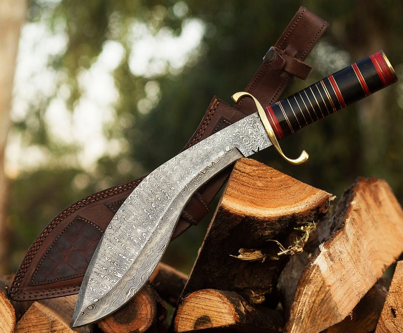 Handmade Damascus Knife with leather cover | Handmade Kukri Knife | Best Hunting knife