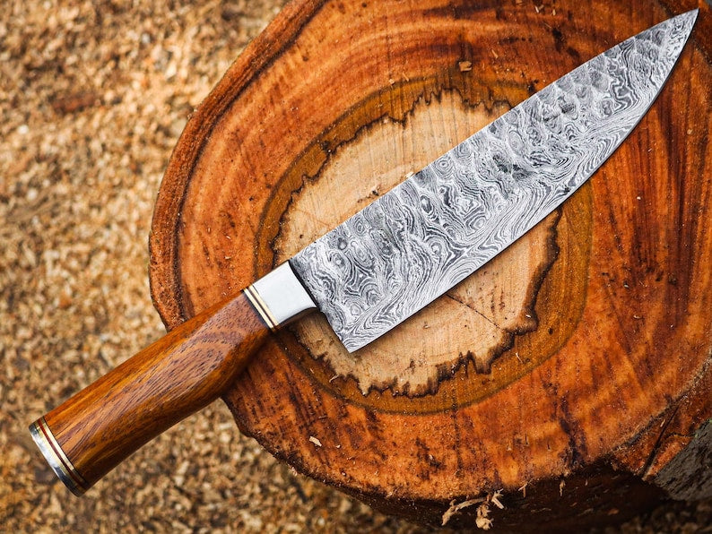 Handmade Damascus knife with leather cover | Best gift for men