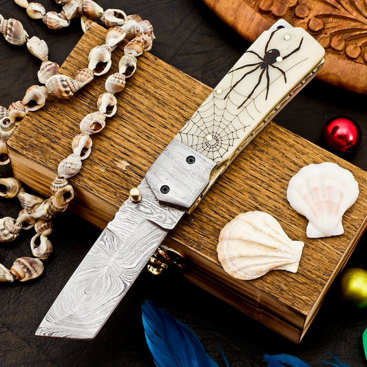 Handmade Engraved Bone handle knife with cover | Best wedding gifts