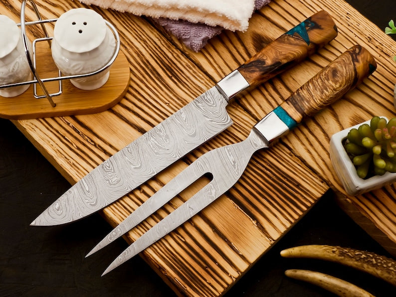 Handmade Slicing Knife & Fork Set | Barbecue Roast Fork and Knife | Best for Birthday gifts