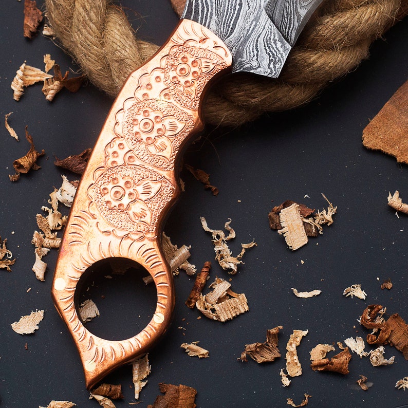 Handmade  Damascus Karambit knife with leather cover | Best wedding gifts