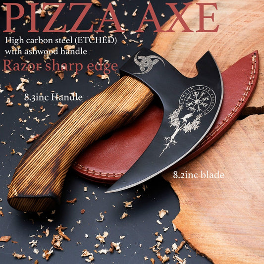 Corban steel Engraved Pizza Cutter with leather cover | Best Tool for Outdoor camping