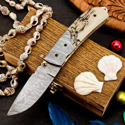 Handmade  folding knife with leather cover | Best birthday gifts