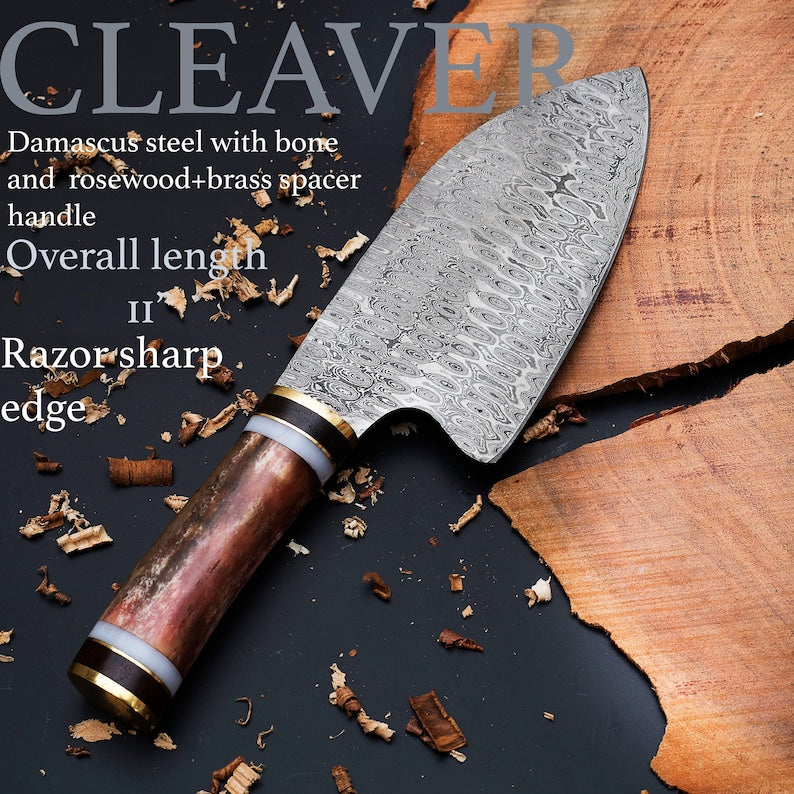 Damascus Skinner Knife with leather cover | Best chef knife | Best wedding Gift