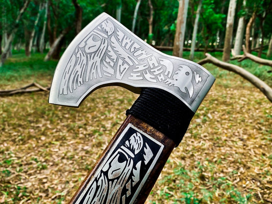 Handmade  engraved Axe with leather cover | Best Throwing Axe