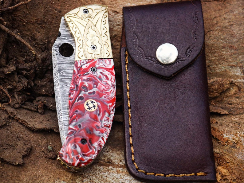 Handmade Damascus Steel Pocket Knife | Hand Forged Damascus Knife