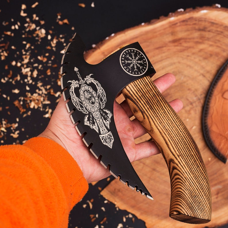 Custom  engraved Pizza Axe with leather cover | best Wedding gifts