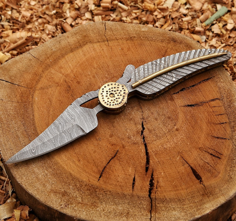 Damascus Leaf knife with cover | Best camping Knife | Gift For Him