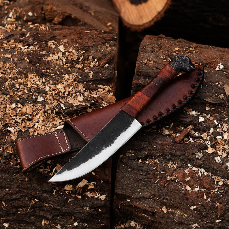 Handmade Engraved Hunting knife With leather cover | Best Tool for Outdoor Camping