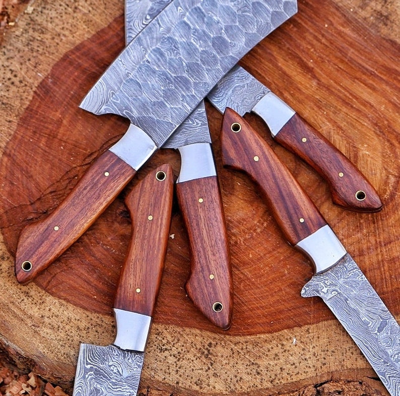 Sharped 5 piece chef knife set with leather cover | Best gift for father