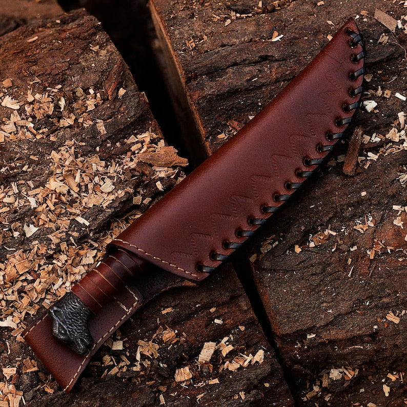 Handmade Engraved Hunting knife With leather cover | Best Tool for Outdoor Camping