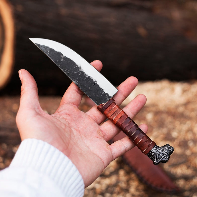 Handmade Engraved Hunting knife With leather cover | Best Tool for Outdoor Camping