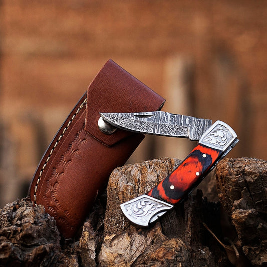 Handmade Damascus steel knife  with leather cover | Best wedding gifts