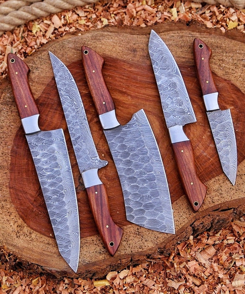 Sharped 5 piece chef knife set with leather cover | Best gift for father