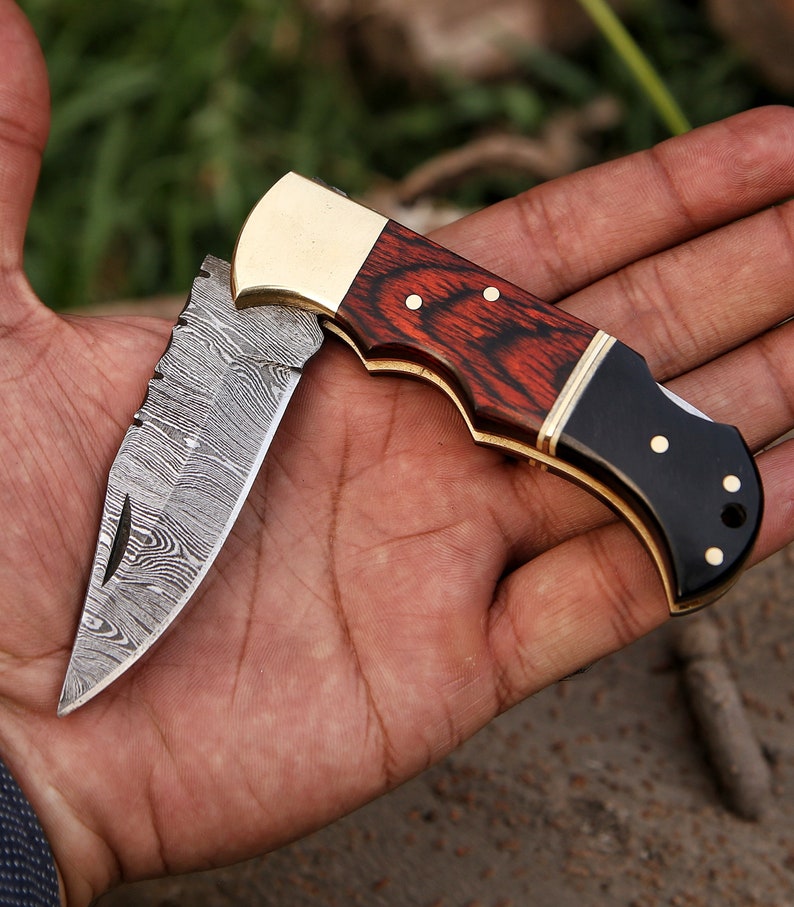 Handmade Folding Knife with leather Cover | Best Hunting Knife