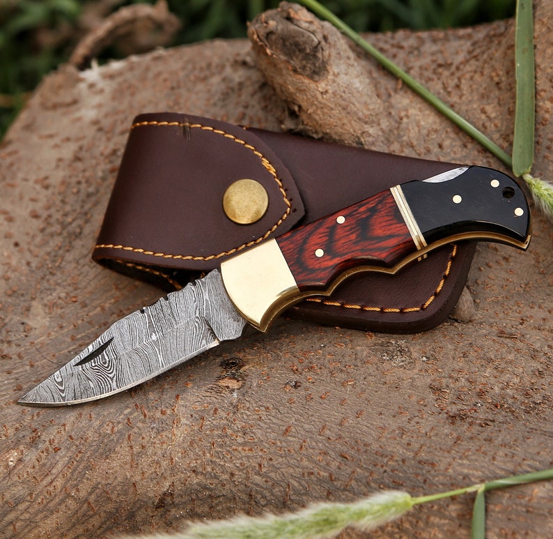 Handmade Folding Knife with leather Cover | Best Hunting Knife