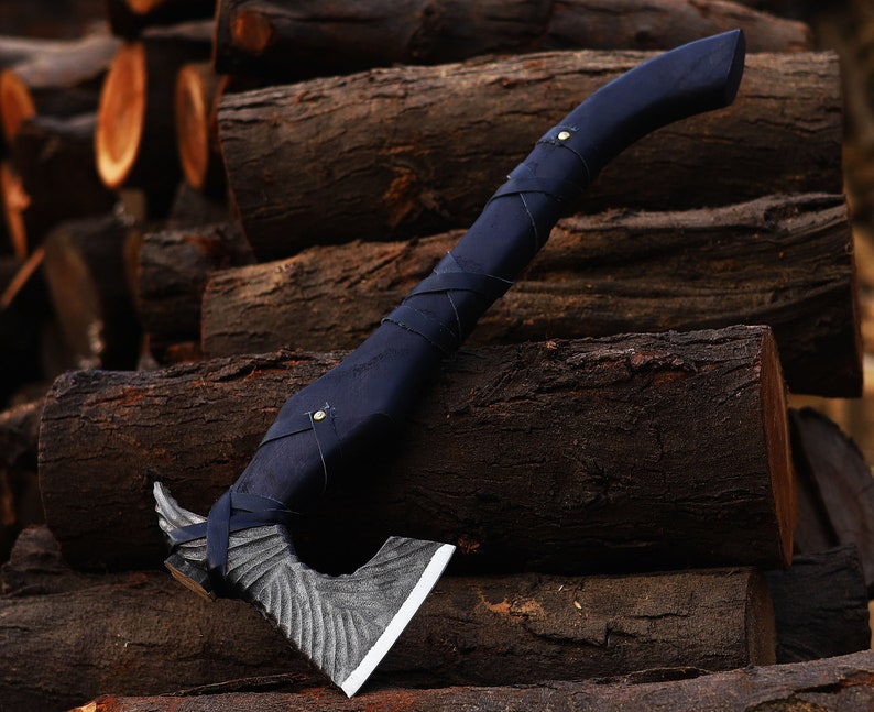 Engraved Forged Head Axe with leather cover | Best hunting Axe