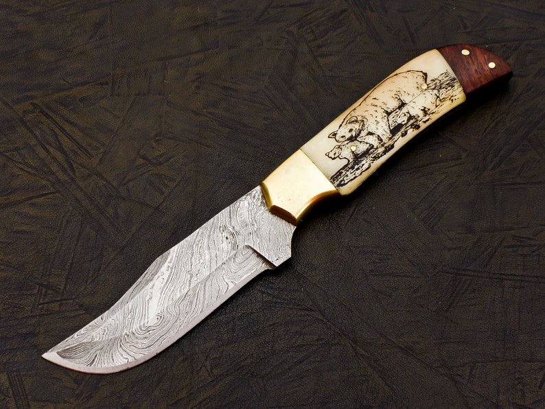 Handmade engraved Knife with wood Box  | Best Anniversary Gift