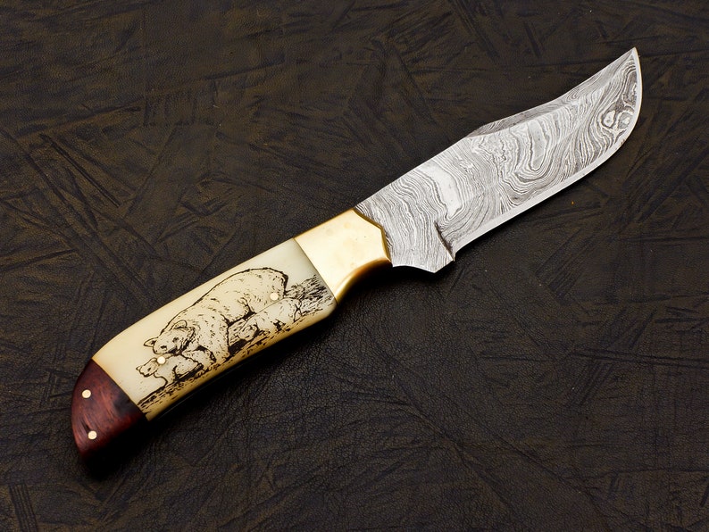 Handmade engraved Knife with wood Box  | Best Anniversary Gift