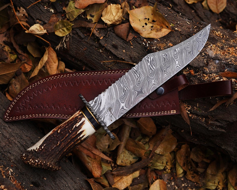 Handmade stag Knife with leather cover | Best knife for Hunting